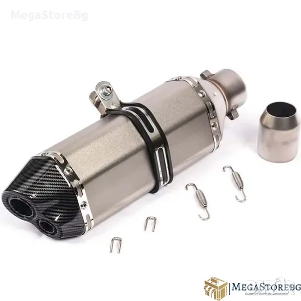 Гърне за мотор мотоциклет PA943 - 37см - СИВО С КАРБОН, снимка 1