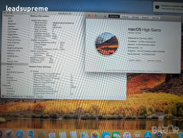 MacBook 13'' Air 2017, i5, 8GB RAM, 256 GB SSD, снимка 5 - Лаптопи за работа - 53807131