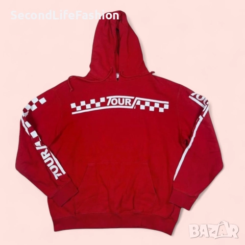 Мъжки суичър с качулка Team Bieber Justin Bieber 2017 Tour, червен, памучен, размер L