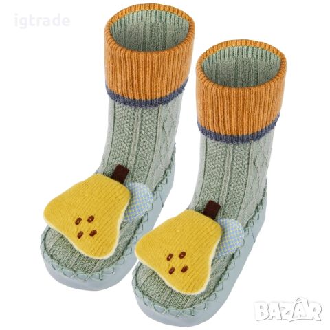 Нехлъзгащи се чорапи за бебе, бебешки чорапи от памук с подметка от полиуретанова кожа, водоустойчив