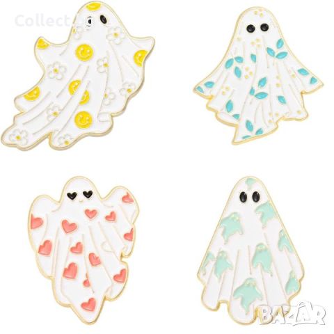 Значки : Ghost Halloween - 4 броя, снимка 1 - Други - 45209722