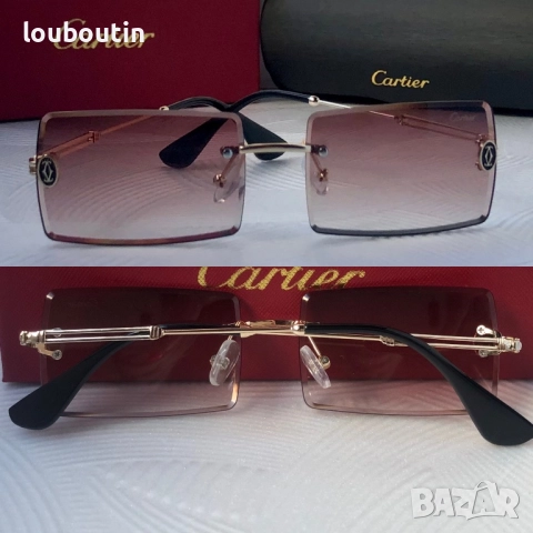 Cartier Мъжки слънчеви очила правоъгълни 3 цвята черни кафяви сини