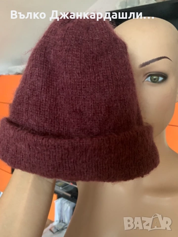 Зимна шапка в цвят бордо (състав мохер), снимка 6 - Шапки - 53768990