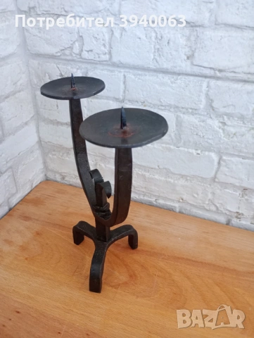 Стар свещник от ковано желязо, снимка 7 - Други ценни предмети - 53207830