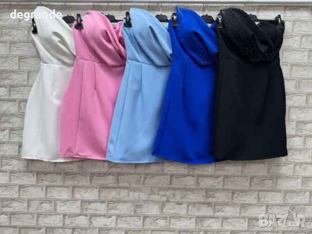 ВОДЕО Дамска рокля тип Лале налична в БЯЛО ЧЕРНО РОЗОВО СИНЬО ТУРСКО СИНЬО, снимка 4 - Рокли - 50911972