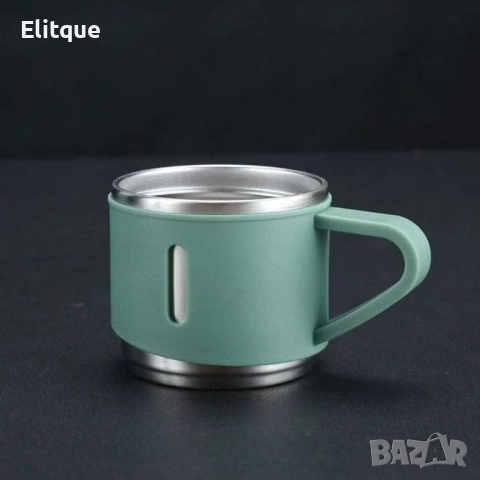 Подаръчен комплект термос с 3 чаши, зелен, розов, сив, снимка 4 - Други - 52561657