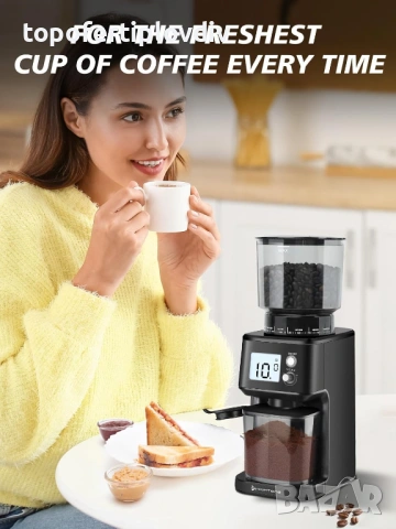 Електрическа кафемелачка Homtone 51 Grind Settings,Гаранция, снимка 2 - Кафемашини - 53537543