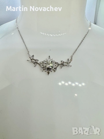 Сребърно колие с мойсанит (Диамант) 1 карат, снимка 4 - Колиета, медальони, синджири - 53647908