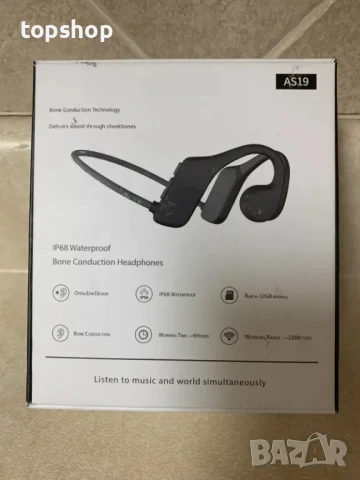 НОВИ Слушалки Open Ear Bone Conduction AS19, слушалки за спорт с 32 GB памет, MP3 костна проводимост, снимка 6 - Bluetooth слушалки - 50493444