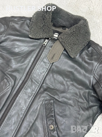 Мъжко яке от естествена кожа G-STAR RAW. Размер S, снимка 4 - Якета - 53933195