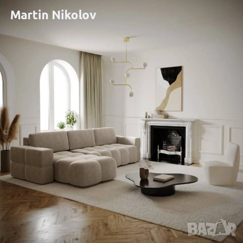 Ъглов диван-легло GABRIEL от кадифе