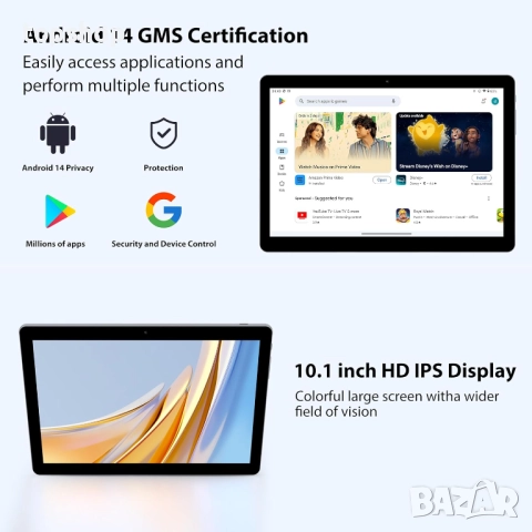 НОВ, порверен 10" таблет FORUSER 2024 Android 14 Octa-Core 2.0GHz 5G WiFi 36GB RAM + 128GB ROM ,,,, снимка 6 - Таблети - 52371475
