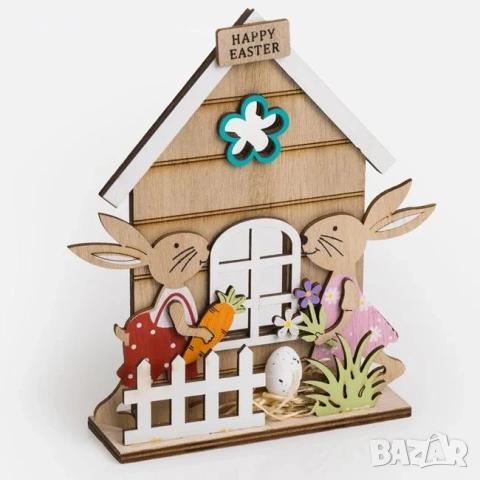 Декоративна къща със зайчета 15.5x4x18cm_1260346, снимка 3 - Декорация за дома - 54226875