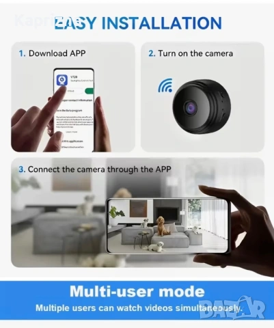 Мини Безжична Wi-fi Камера А9, снимка 3 - IP камери - 53988746
