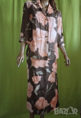Georgia Netti- L- Ленен летен костюм- пола и блуза , снимка 1 - Костюми - 46124008
