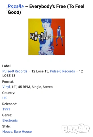 Rozalla ‎– Everybody's Free (To Feel Good) Maxi Single 12 Издание 🇬🇧 UK 1991г Състояние на винила:, снимка 3 - Грамофонни плочи - 53025583