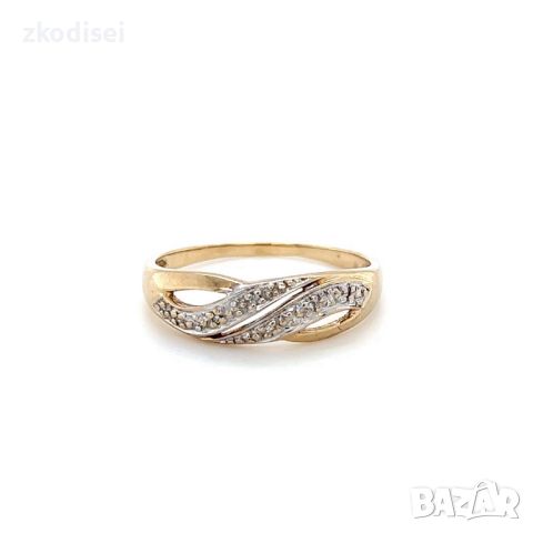 Златен дамски пръстен с 5 бр. брилянта 1,60гр. размер:57 9кр. проба:375 модел:23570-1, снимка 1 - Пръстени - 45408285