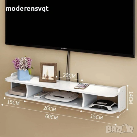 Многофункционален cтенна етажерка и поставка за рутер, снимка 2 - Етажерки - 53648222