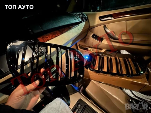 Двойни Бъбреци БМВ BMW Х5 E53 2004 - 2006 LCI Фесйслифт Черен Гланц Решетки, снимка 12 - Аксесоари и консумативи - 54147489