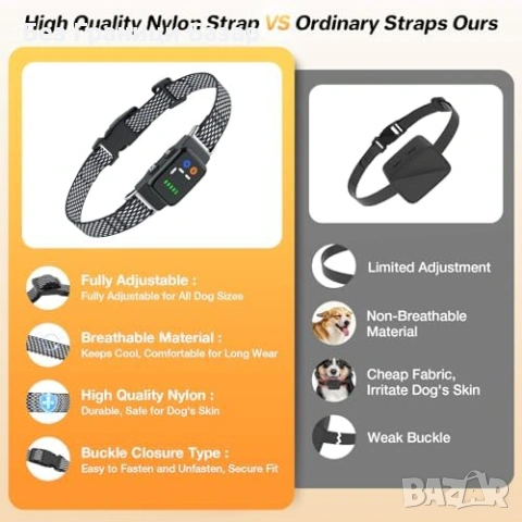 Нова каишка Анти-лай нашийник за куче без шок, вибрация+звук, IP67, снимка 6 - За кучета - 53680371