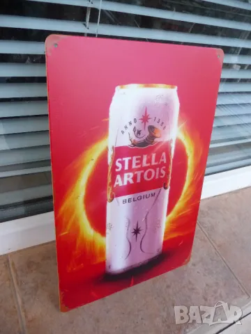 Метална табела бира Stella Artois Belgium белгийска бира кен, снимка 2 - Рекламни табели - 49215396