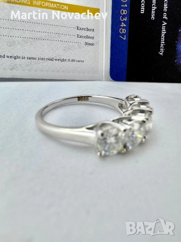 Сребърни пръстен с мойсанит (Диамант) 2.5 карата, снимка 9 - Пръстени - 54117348