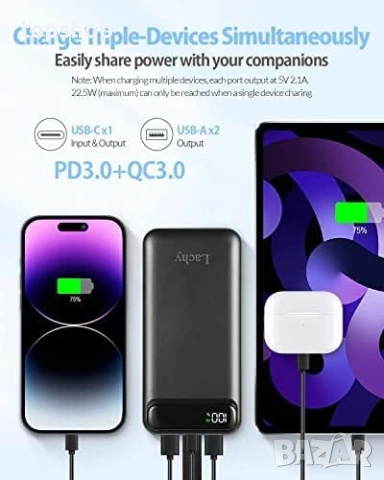 Нова Lachy Голяма външна батерия 26800mah USB C Бързо зареждаща се преносима батерия 20W ..., снимка 4 - Друга електроника - 53118580