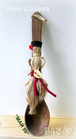 Дървена лъжица с кукла от канап, снимка 3 - Ръчно изработени сувенири - 53673511