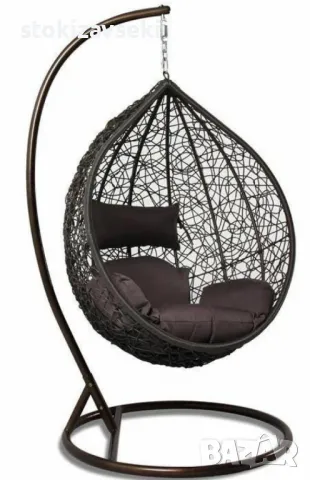 Градинска люлка от PVC ратан с метална конструкция, снимка 1