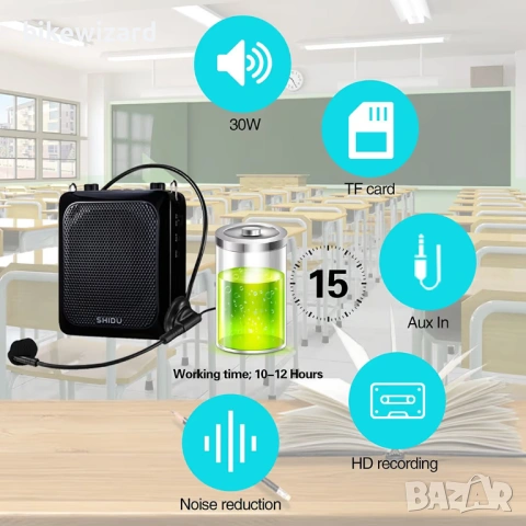 SHIDU Voice Amplifier Portable Bluetooth Speaker Microphone – 18W акумулаторна НОВО, снимка 3 - Други - 53038698