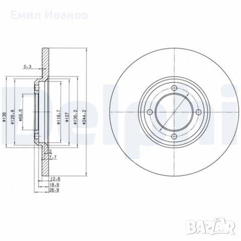 ДИСК СПИРАЧЕН ПРЕДЕН Форд Капри................., снимка 1 - Части - 46160184