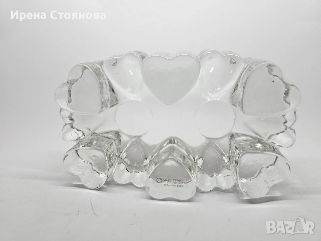 Georgshütte Glasdesign Стъклена поставка с чаена свещ/подгрев за чайник, масивно пресовано стъкло , снимка 6 - Декорация за дома - 53390506