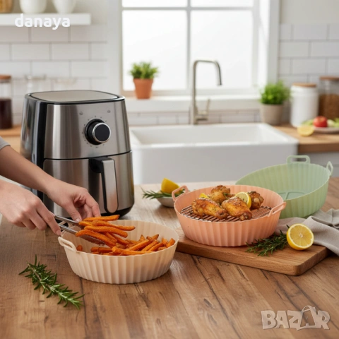 6337 Силиконова форма за Airfryer, ф22см, снимка 2 - Съдове за готвене - 53119780