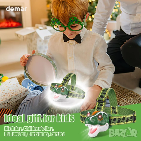 Челник с динозавър - играчка T-Rex за деца, LED фенерче, реалистични звуци, снимка 7 - Други - 54105692