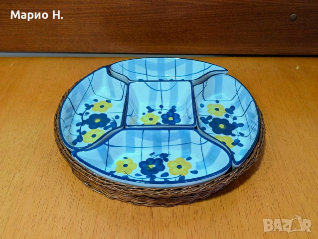 Сет за сервиране на предястия и ядки, керамичен, чисто нов