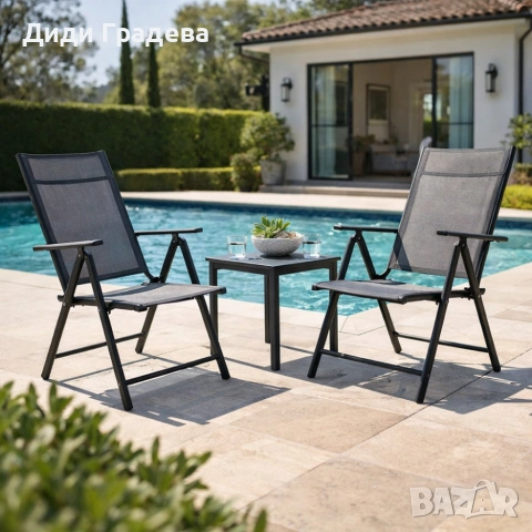 Сгъваем стоманен стол с регулиране на облегалката - издръжливост и елегантен дизайн, снимка 5 - Градински мебели, декорация  - 53833307