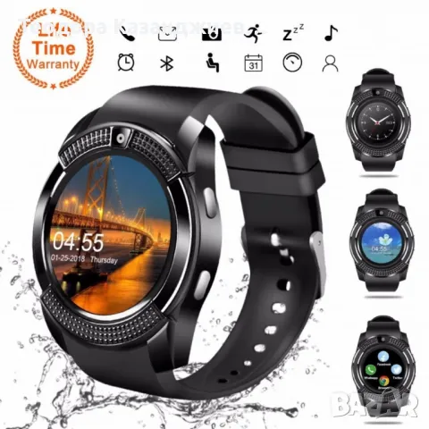 Смарт часовник Smart watch V8 с bluetooth, камера и SIM карта SMW46, снимка 1 - Смарт часовници - 48715883