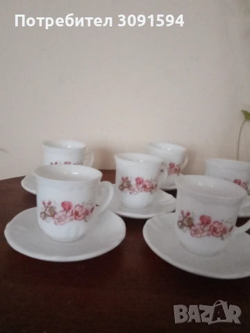 Сервиз 6 чаши с чинийки за кафе  Arcopal Francee , снимка 5 - Сервизи - 53831121