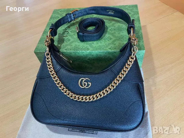 Чантa Гучи Оригинална Две Дръжки GG Лого Aphrodite Черна Кожа Gucci, снимка 1 - Чанти - 46920272