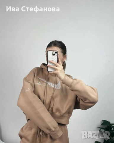 Уникално 100 % оригинален марково бежово худи суичър качулка Nike nike Найк , снимка 4 - Суичъри - 52842147