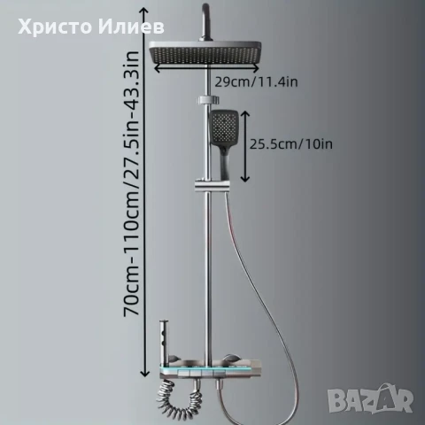 Луксозна душ система със светещ смесител дисплей и 4 функции бутони, снимка 3 - Смесители - 51118188