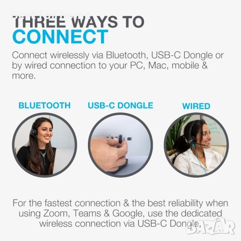 Безжични слушалки JLab Go Work (Gen 2) – Bluetooth, 55ч. батерия и Multipoint връзка, снимка 6 - Слушалки и портативни колонки - 52978942