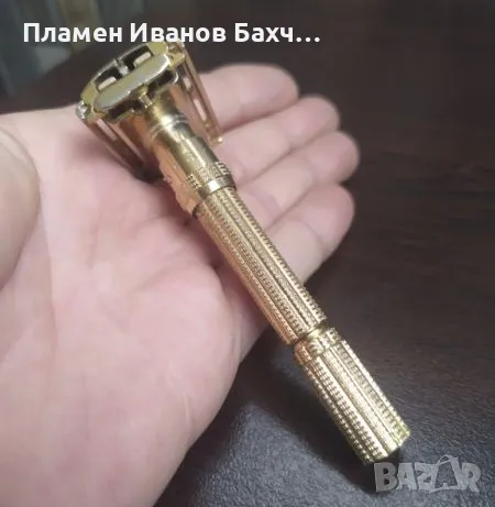 Продавам самобръсначка за класическо бръснене Gillette Aristocrat adjustable 22 carat Gold plated , снимка 2 - Мъжка козметика - 46868705