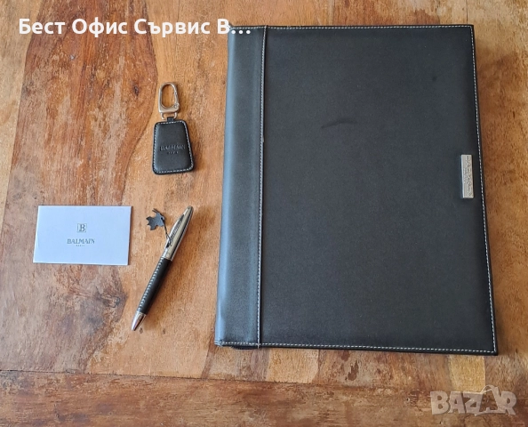 химикалка, органайзер и ключодържател кожени Balmain Paris комплект