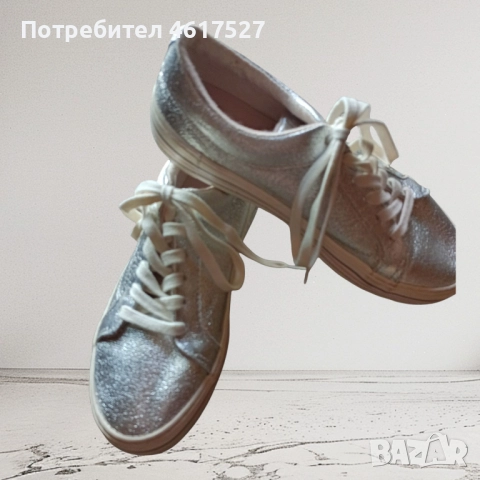 Сребристи дамски маратонки Zara, снимка 4 - Маратонки - 52084474