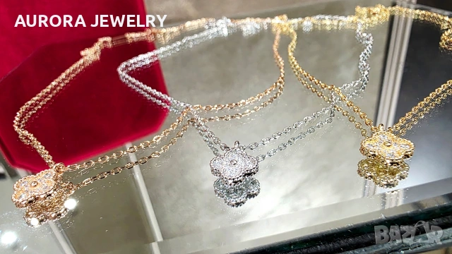 Van Cleef & Arpels VCA Gold Diamond Sweet Alhambra Clover Дамско Колие, снимка 7 - Колиета, медальони, синджири - 53243039