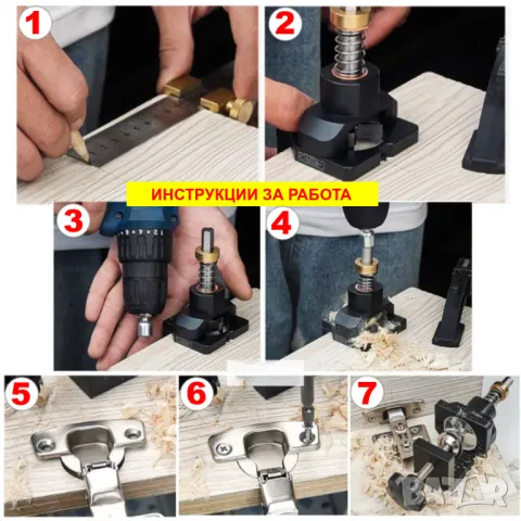 Комплект за пробиване отвори на мебелни панти | Фрезер с ограничител, снимка 6 - Други инструменти - 47777283