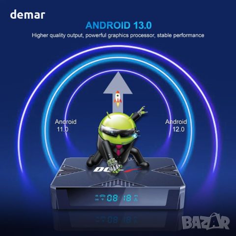 Android TV BOX, 4GB 64GB Android 13 с жироскоп Гласово дистанционно управление, снимка 2 - Друга електроника - 46541091