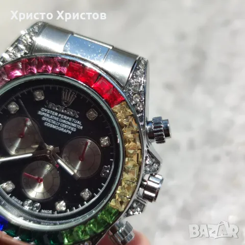 Мъжки луксозен часовник Rolex Daytona Rainbow 🌈 Steel , снимка 3 - Мъжки - 47008744