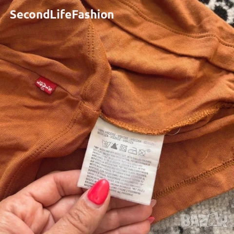 Дамска тениска Levi Strauss & Co, кафява, 100% вискоза LEVI'S размер XS, снимка 4 - Тениски - 53155586
